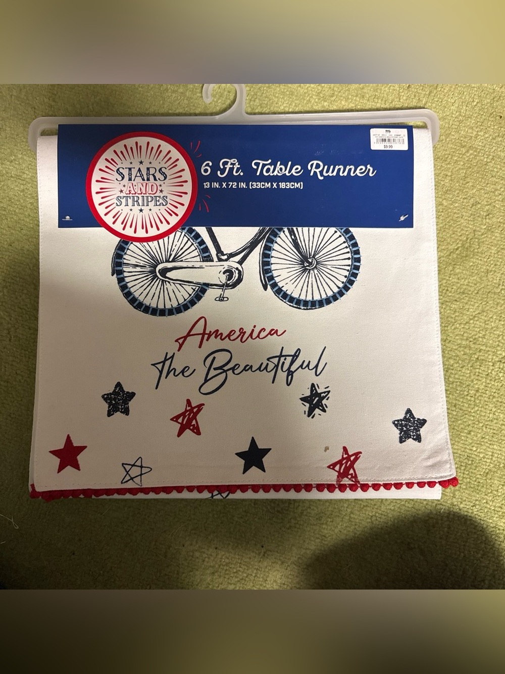 Source Unknown Red, Blue & White 'America the Beautiful' Table Runner